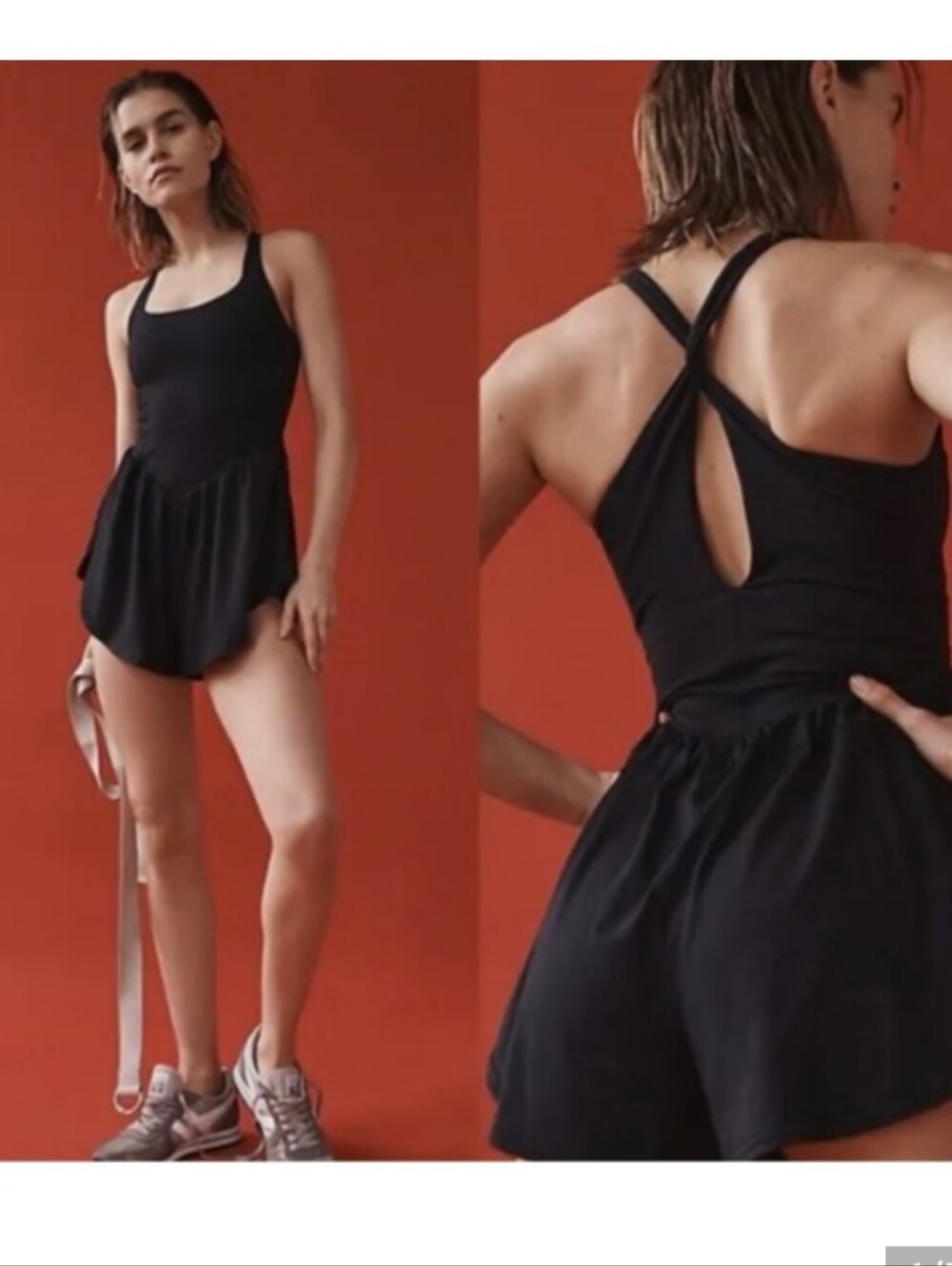 Free People Black Cross-Back Romper